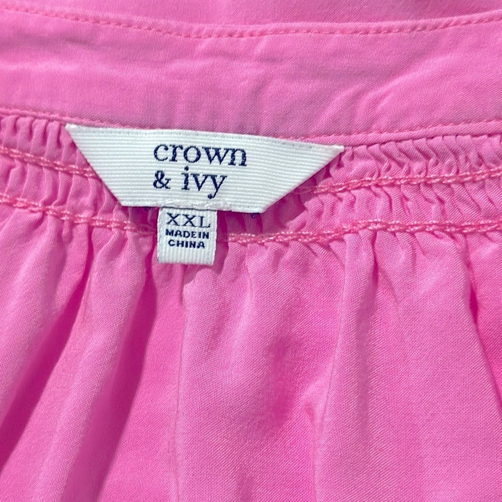 Crown & Ivy Pink 3/4 Sleeve Blouse Size XXL - Picture 5 of 6